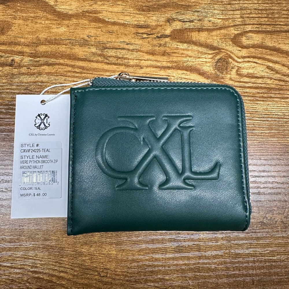 CXL Christian Lacroix Viere Python Smooth Zip Around Wallet Teal CXWF24225-TEAL